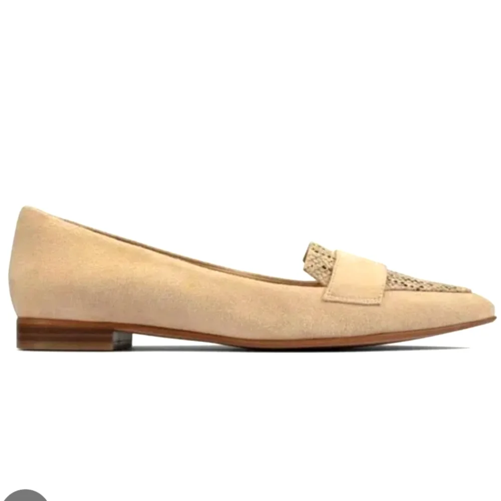 Clarks Leather Suede Pointed Toe Loafer Laina Snake Skin Flat Size 7